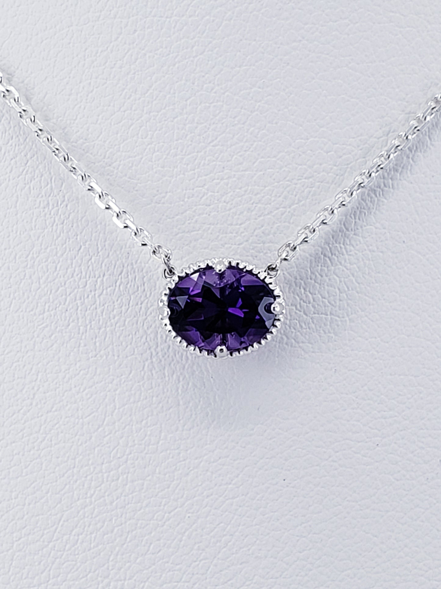 Sterling Amethyst Dainty Beaded Necklace