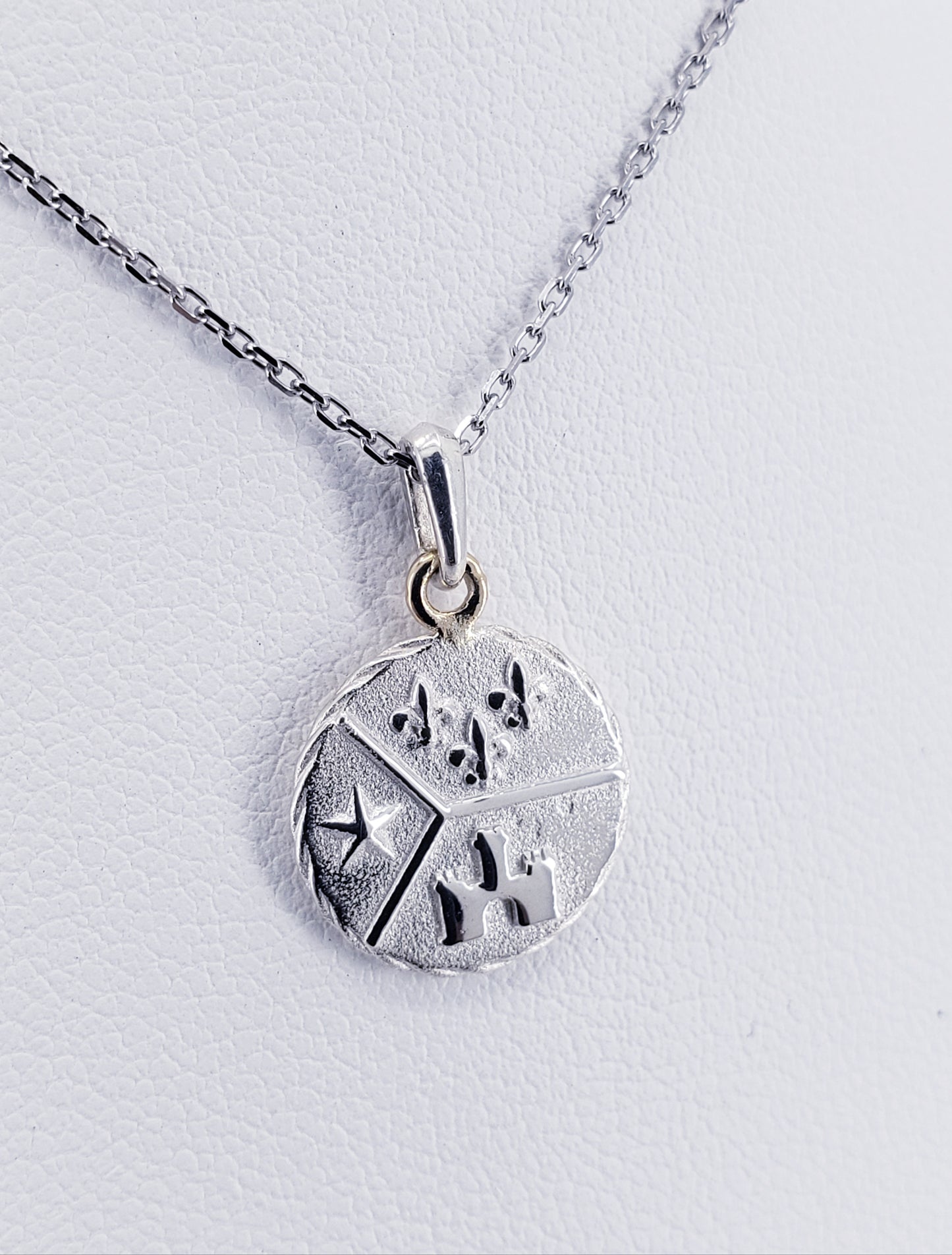 Sterling Acadian Flag Coin Pendant