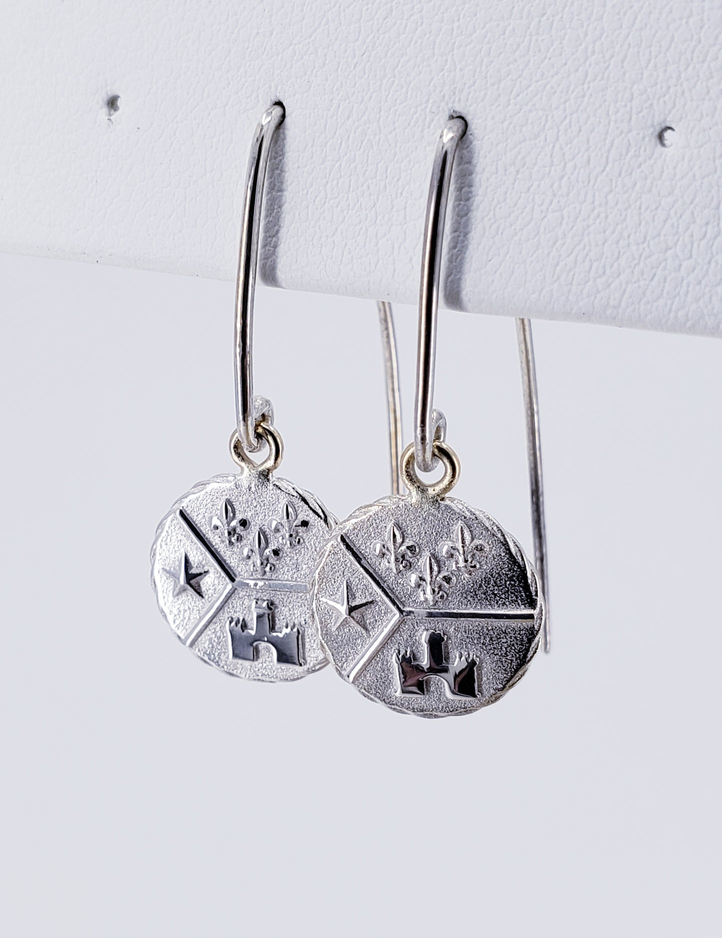 Sterling Silver Acadian Flag Earrings