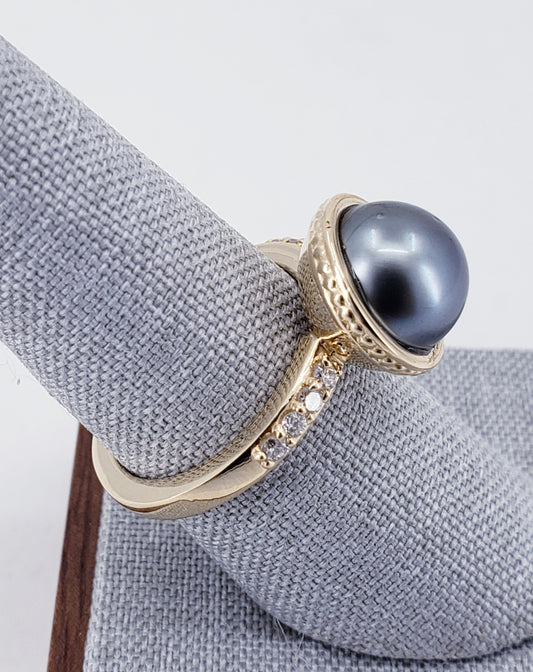 14K Yellow Gold Beaded Tahitian Ring