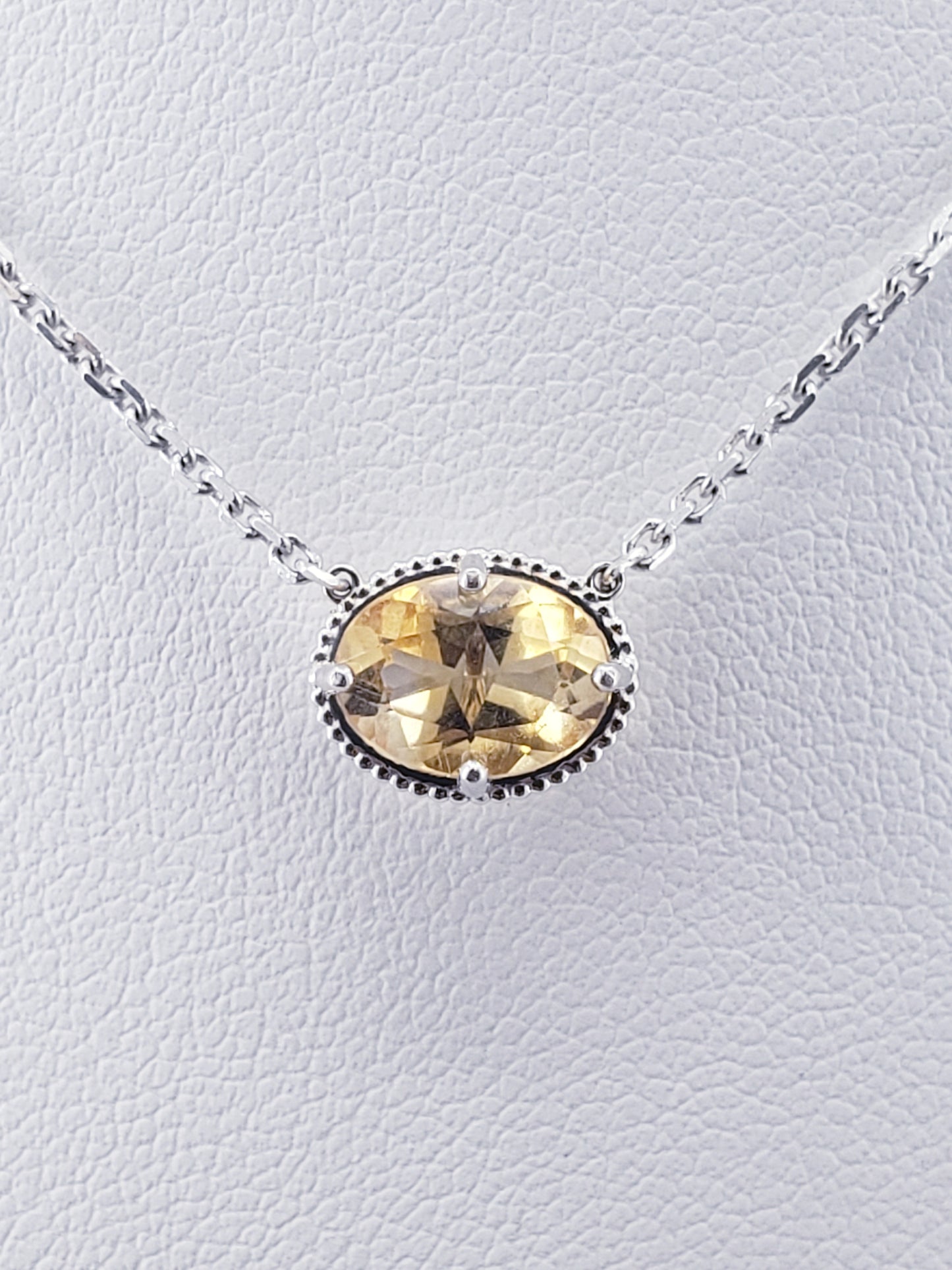 18" Beaded Sterling Necklace Citrine