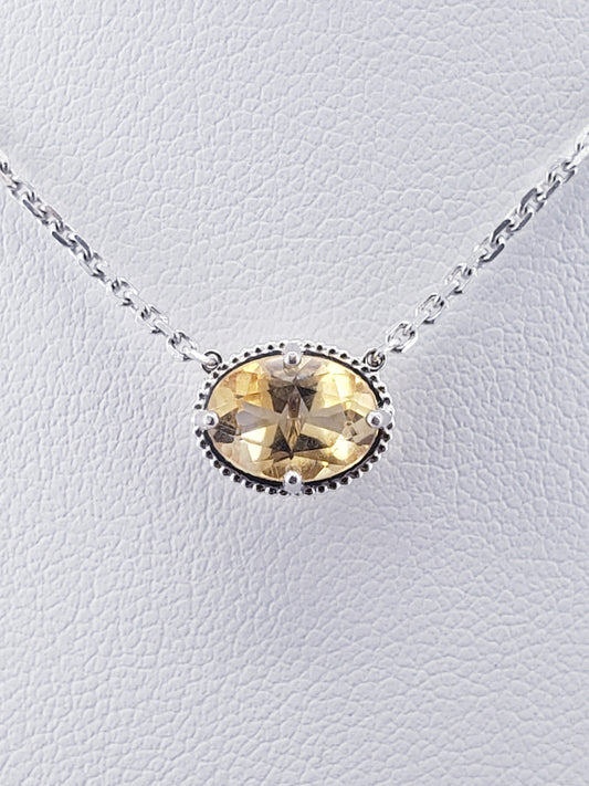 18" Beaded Sterling Necklace Citrine