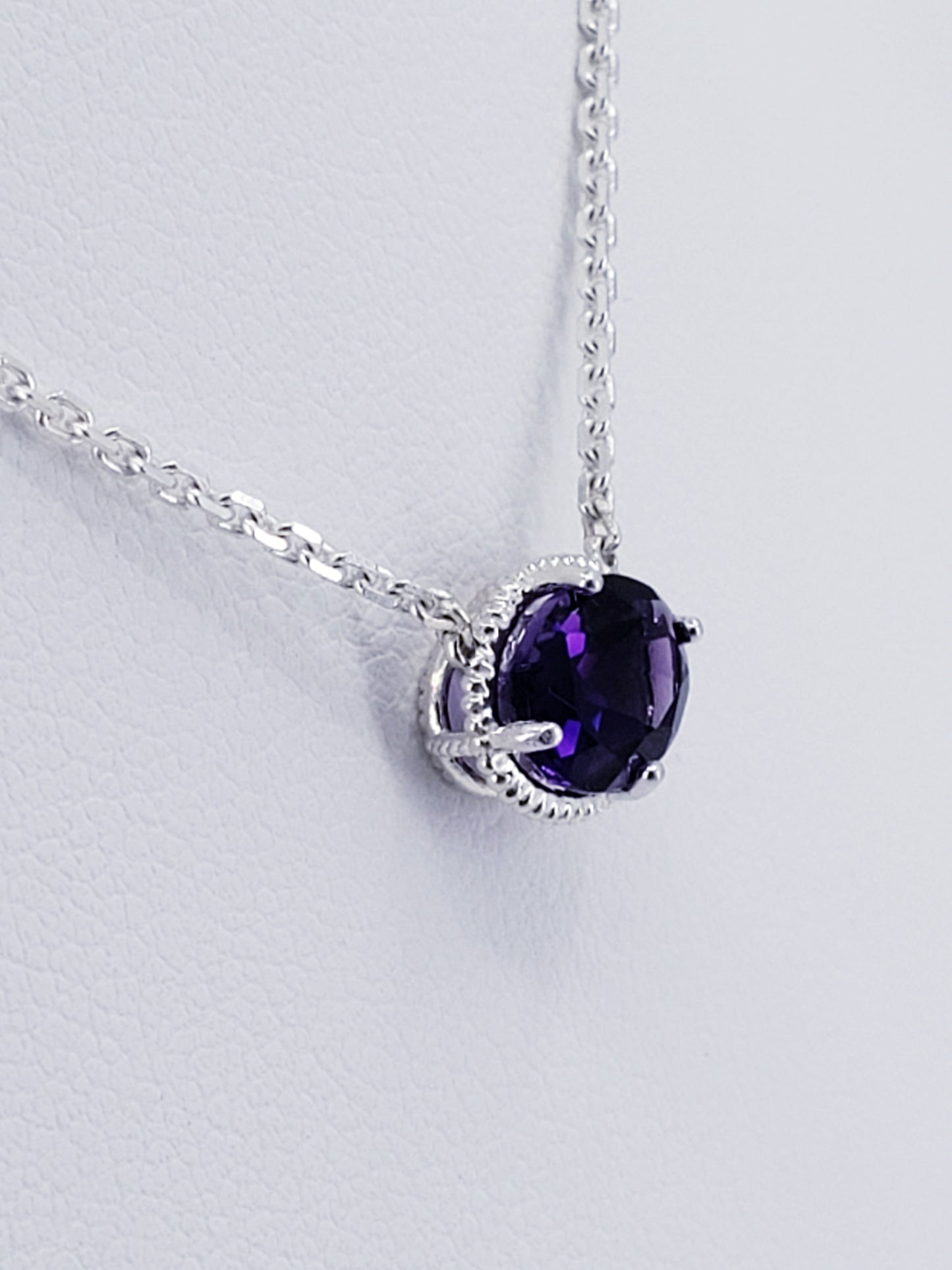 Sterling Amethyst Dainty Beaded Necklace