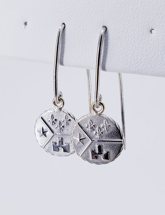 Sterling Silver Acadian Flag Earrings