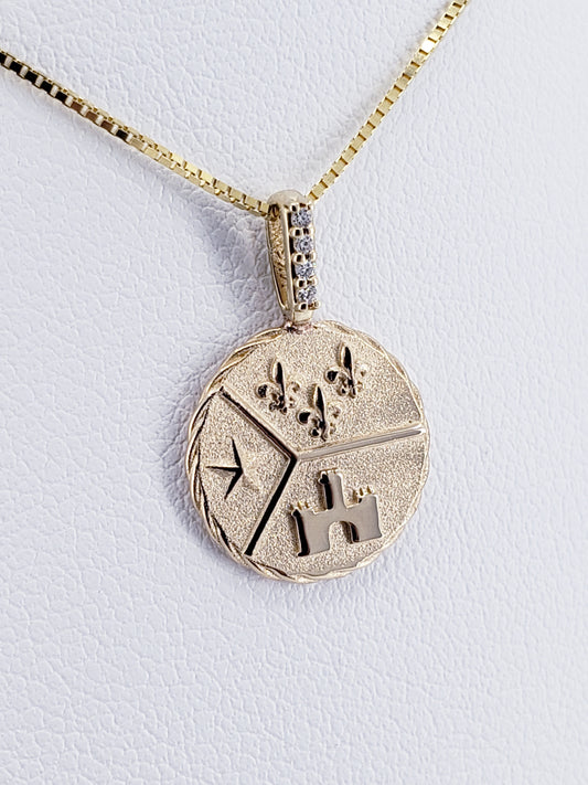 14K Acadiana Flag Diamond Pendant